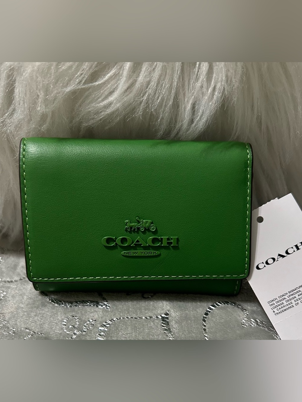 NWT Coach Kelly Green Leather Continental Mini Wallet -bag sold separately
